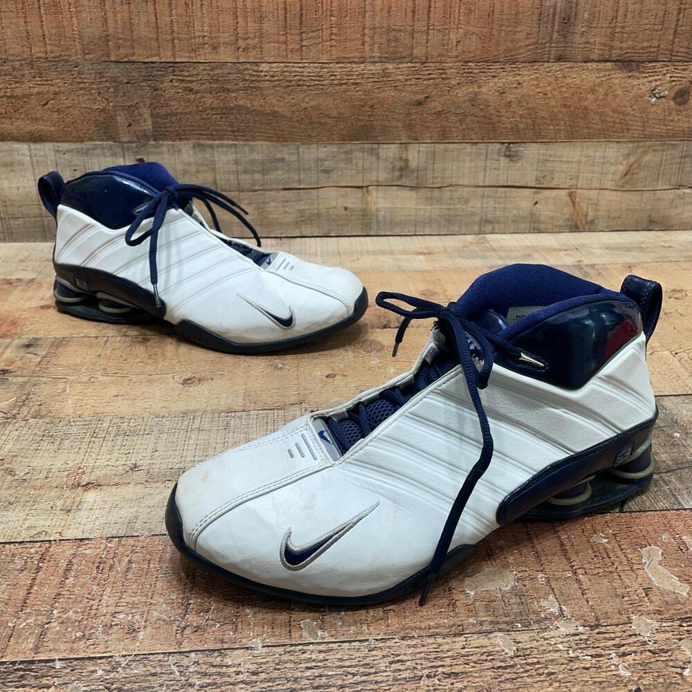 Nike Shox Shoes Mens Size 11 45 White Navy Mid VTG Basketball Sneaker 305963-141